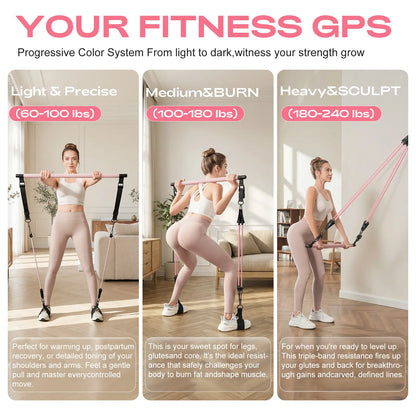 Transform Your Home Workouts with the Dawn Swan Pilates Bar Kit – Get Fit Anywhere with Adjustable Resistance Bands for Squats and Yoga!