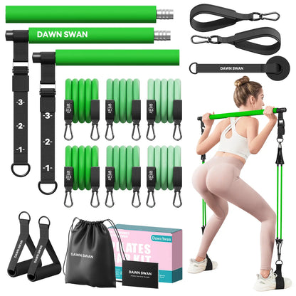 Transform Your Home Workouts with the Dawn Swan Pilates Bar Kit – Get Fit Anywhere with Adjustable Resistance Bands for Squats and Yoga!