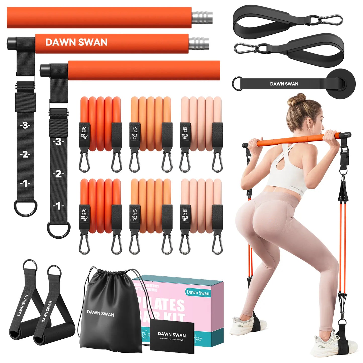 Transform Your Home Workouts with the Dawn Swan Pilates Bar Kit – Get Fit Anywhere with Adjustable Resistance Bands for Squats and Yoga!