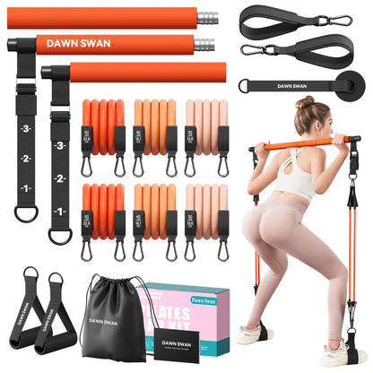 Transform Your Home Workouts with the Dawn Swan Pilates Bar Kit – Get Fit Anywhere with Adjustable Resistance Bands for Squats and Yoga!